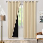 Window Curtain Blackout Polyester 95 Inch Natural Grommet Light Block 2 Panel