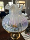 Vintage 2009 Fenton Winter Aura On French Opalescent Student Lamp P  Lauderman