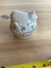 Beleek Shamrock Porcelain Cat Trinket Dish Irish