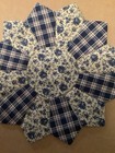 Handmade Quilted 10    Blue   Tan Floral Farmhouse Table Topper  Candle Mat  New