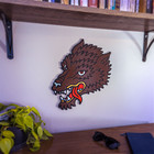      Flash Tattoo Wolf Wall Art     Engraved Punk Decor   Handmade Wood Sign