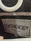 Unik Premium Men   s Black Leather Motorcycle Biker Vest 2xl Side Laced Patches