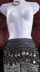 Skirt Scarf Belly Dancing Black Crocheted Dangling Gold Coins   Bead Free Bangle