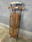 American Racer Sled Wood   Metal Steering Snow Toboggan