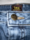 Lee Women   s Bermuda Denim Shorts Size 16 Long Mid-rise Cutoff Raw Hem Blue
