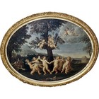 Vintage 800 Silver Italian Enamel Cherubs  Cupids  Puti Compact