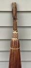 Vtg Primitive Carved Wood Handle Hearth Whisk Broom Rustic Red Bristles 31 