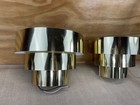 Pair Mid-century Modern Brass Plated 3-tiered Wall Sconce 60 70 s Vintage Mcm