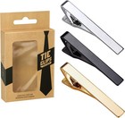 2pc Classic Suit Tie Bar Clip-on Necktie Pin  Regular Business Mens