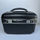 Vintage American Tourister Train Case Black Carry On W tray  Luggage Tag   Key 