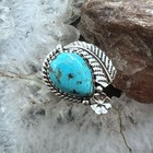 Sterling Silver Southwestern Style Teardrop Turquoise Decorated Adjustable Ring