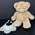 Vintage Russ Teddy So Soft Light Brown Bear Plush 16  Stuffed Animal Lace Bib
