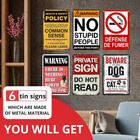 Vintage Warning Sign Metal Tin Signs 6 Pcs Funny Sarcastic Retro Decor