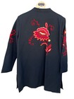 Indigo Moon Black Embroidered Jacket Floral Coat Mid Length Colorful Large