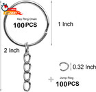 50pcs Bulk Keychains  1 Inch Key Rings And Chain