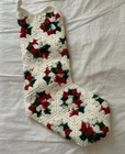 Vintage Crochet Granny Squares Floral Christmas Lined Stocking 18 