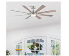 Merra 60 In  Indoor Nickel And White Oak 8-blade Ceiling Fan W  Led Light remote
