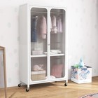 Giantex Closet Wardrobe  Portable Closet With Rollers  Mobile Metal Armoire
