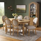 Farmhouse Oval Dining Table 65  Heirloom Wheat Rubberwood Turned Legs Seats 6