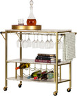 South Shore Maliza Bar Cart Bottle Storage And Wine Glass Rack-faux Marble gold