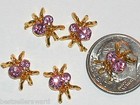 2 Pc Miniature Dollhouse Tiny Flatbacks Crystal Halloween Pink Spiders Findings