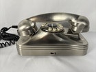 Grand Wall Telephone Faux Rotary Push Button Dial Brushed Metal - Untested