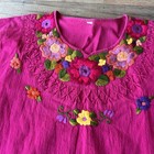 Vtg Embroidered Blouse Peasant Floral Mexican Top Handmade Boho Festival M l