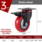 2 4 Set 3 Inch Heavy Duty Office Casters - Swivel Wheels With Brake Replacement