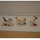 Vintage Porcelain Ceramic Miniature Playful Cat Kitten Statue Set Of 3 Goebel