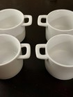 Crate   Barrel White Porcelain Soup Cups Set Of 4 Handled Ramekins