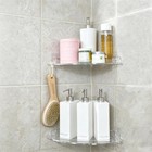 Acrylic Corner Shower Caddy Shelf With Hooks 2 Pack  Adhesive Wall Mounted Ba   
