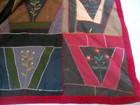 Wow antique 1800s  Victorian Crazy Quilt W tufted Embroidery red Velvet 82x68