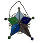 Multicolor Handmade Blue Stained Hanging Star 8 Inches Glass Decor Art