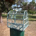 Vintage Wooden Bird Cage Green With Balancing Bird Toy L 13  X W 11  X H 12 