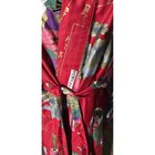 Vintage Japanese Red Cotton Kimono Robe Geisha Gold Calligraphy Made In Japan