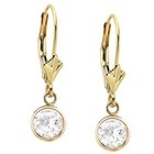 1 Ct  14k Yellow Gold Cz Leverback Earrings
