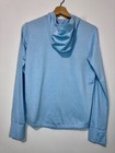 Athleta Girl Uptempo Hooded Top Xl 14 Blue Long Sleeve Pockets Sweatshirt Logo