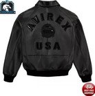 Men s Black Avirex Real  Leather Bomber Jacket American Flight Leather Jacket