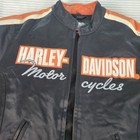 Harley-davidson  Black Textile Riding Jacket Orange Cream Stripe Medium Classic