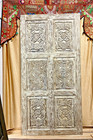 Vintage White Door Carved Farmhouse Sliding Barndoor Solid Wood Double Doors 96