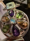 925 Hybrid Cuff Bracelet Pendant Moonstone  Peridot  Amethyst  Citrine  Aqua 45g