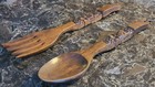 Vintage Mcm Wood Carved Napcoware Tiki Fork   Spoon Kitchen Decor 22  X-large
