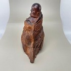 Japanese Vintage Natural Wood Carved Daruma Monk Master Bodhidharma Statue Rare