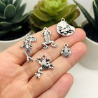 100 Piece Antique Silver Frog Charms  5 Styles - Us Seller