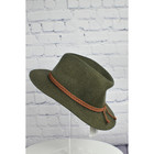 Nwt Double-braid Wool Felt Fedora Hat Olive Green Adjustable