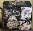 Ed Hardy Black Tigers tattoo Embossed 8p Queen Set Comforter shams sheets pillow