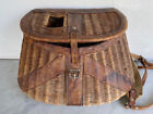 Antique Adirondack Style Fly Fishing Creel  Leather   Split Willow Wicker Basket