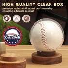 Jupdec Baseball Display Case  Round Clear Ball Holder With Wooden Base  Brown 
