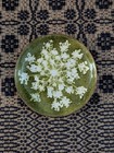 Rare Vintage Butter Pat Green With Queen Anne s Lace Pa Guild Of Craftsmen Ooak