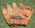 Vintage 1940 s Split Finger Style Baseball Glove  Faint Ralph Kiner Endorsement
